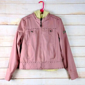 Harley Davidson Women Size Medium M Dusty Rose Cotton Jacket Detachable Insert